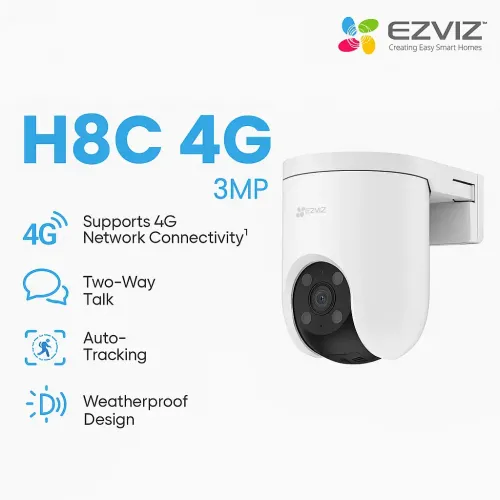 كاميرا مراقبة  ذكية بشريحة عالية الدقة من نوع  EZVIZ H8C 4G