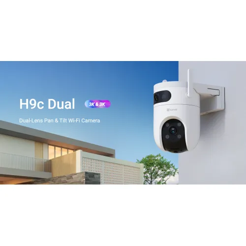 كاميرا مراقبة خارجية بعدستين لاسلكية من نوع EZVIZ H9C 