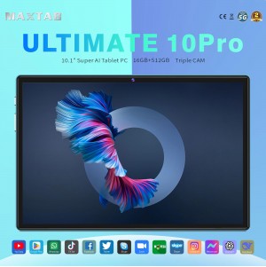 كمبيوتر لوحي تابلت Ultimate 10 pro بكيبورد و ماوس بلوتوث  بشاشة كبيرة 10.1 إنش بدقة عالية. ذاكرته ضخمة 16GB رام و512GB تخزين. يدعم شبكة 5G وسرعة تصفح ممتازة. فيه 3 كاميرات تصور بوضوح عالي. بطارية قوية 10000 مللي أمبير تدوم طويلاً. نظام أندرويد 14